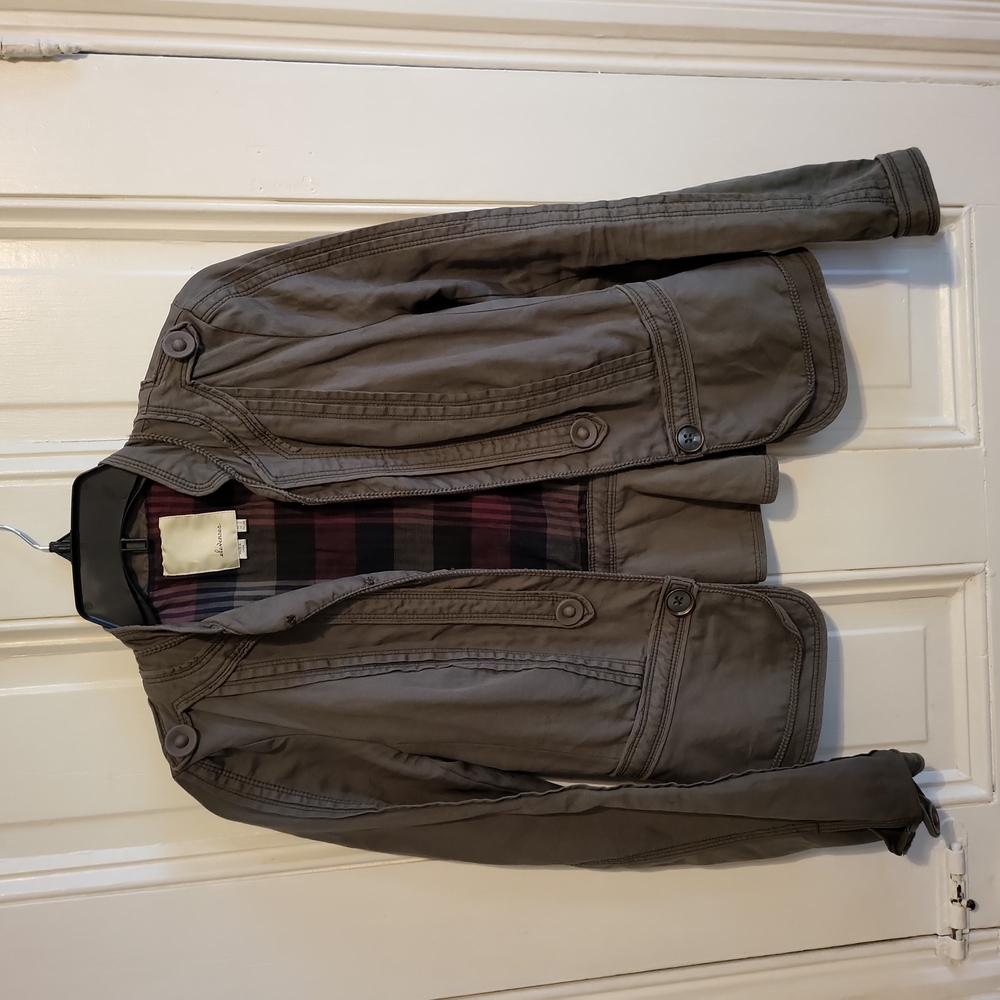 ANTHROPOLGIE 💚 Elevenses Army Green Military Swing Peplum Jacket